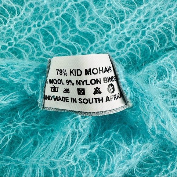 Baby Mo Light Aqua Blue Kid Mohair Scarf 19 x 63” - Picture 11 of 11